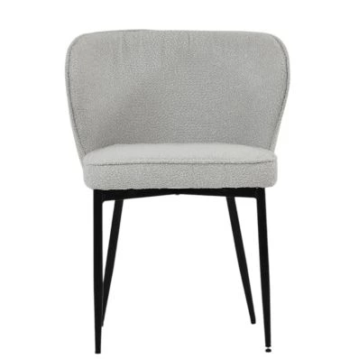 Belisimo Dining Chair Grey Boucle Fabric & Black Base