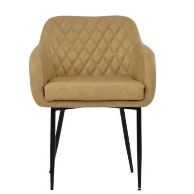 Langham Dining Chair Aged Cream Leather & Black Base