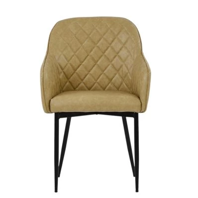 Opus Carver Dining Chair Aged Cream Leather & Black Base