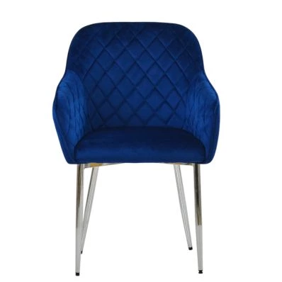 Opus Carver Dining Chair Blue Velvet & Chrome