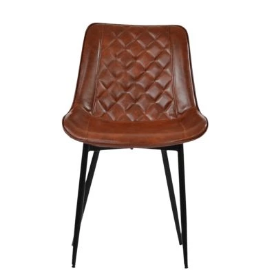 Hogan Dining Chair Vintage Tan Brown Leather & Black