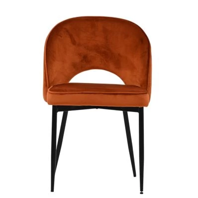 Flair Dining Chair Burnt Orange Velvet & Black Base