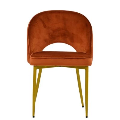 Flair Dining Chair Burnt Orange Velvet & Gold