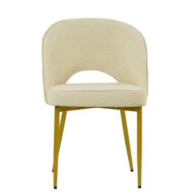 Flair Dining Chair Cream Boucle Fabric & Gold