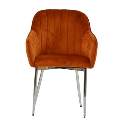 Lule Carver Dining Chair Burnt Orange Velvet & Chrome