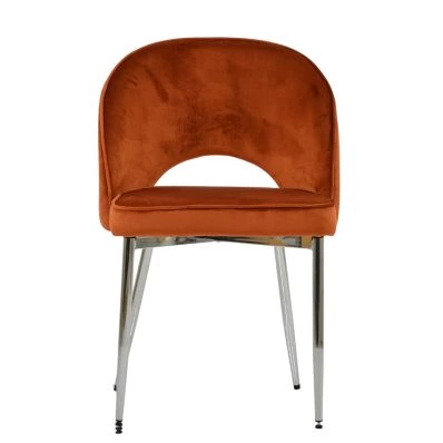Flair Dining Chair Burnt Orange Velvet & Chrome