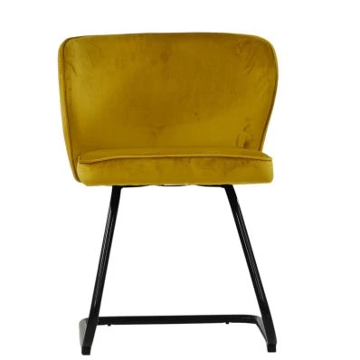 Barley Dining Chair Yellow Velvet & Black Base