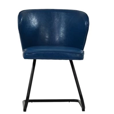 Barley Dining Chair Blue Leather & Black Base