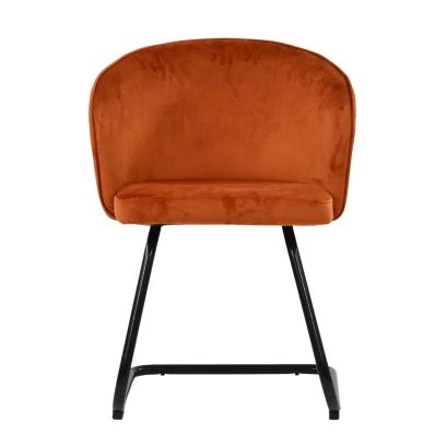 Robyn Dining Chair Burnt Orange Velvet & Black Base