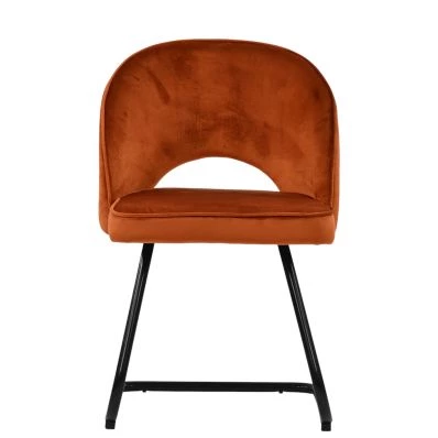 Clyde Dining Chair Burnt Orange Velvet & Black Base