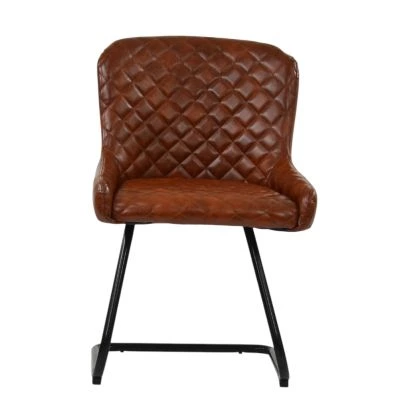 Marco Dining Chair Vintage Brown Leather & Black Base