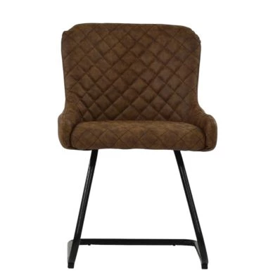 Marco Dining Chair Aged Brown Leather & Black Base