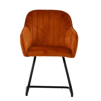Wickham Dining Chair Burnt Orange Velvet & Black Base