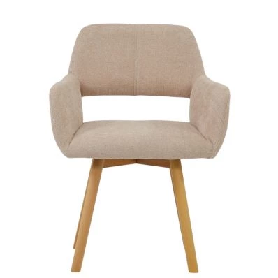 Aarhus Dining Chair Natural Cream Fabric & Wood Leg