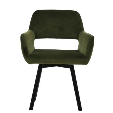 Lystrup Dining Chair Olive Green Velvet & Wood Leg