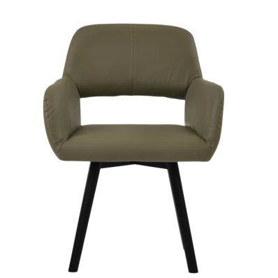 Lystrup Dining Chair Taupe Leather & Wood Leg