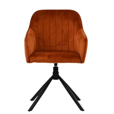 Skive Swivel Dining Chair Burnt Orange Velvet 