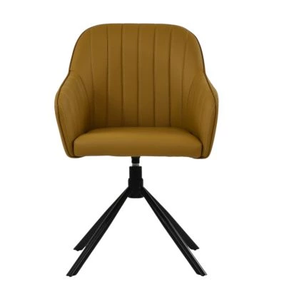 Skive Swivel Dining Chair in Light Tan Brown Leather