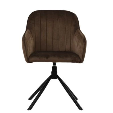 Skive Swivel Dining Chair Mocha Velvet 