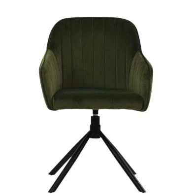 Skive Swivel Dining Chair Olive Green Velvet