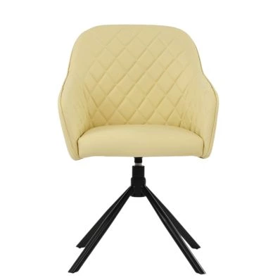 Koge Swivel Dining Chair in Cream Leather