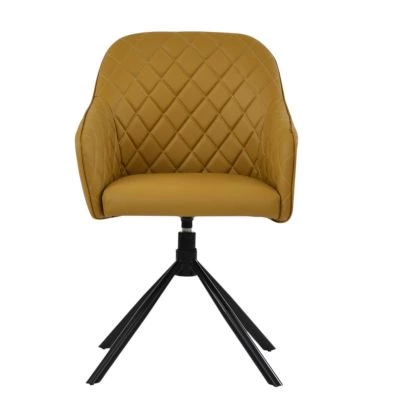 Koge Swivel Dining Chair in Light Tan Brown Leather