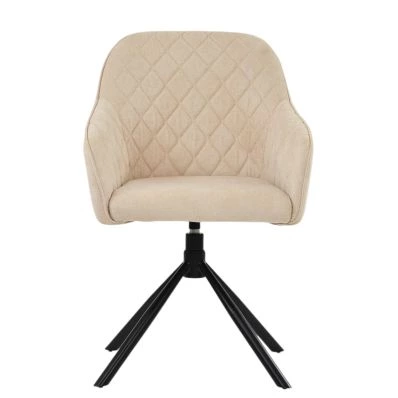 Koge Swivel Dining Chair Natural Cream Fabric