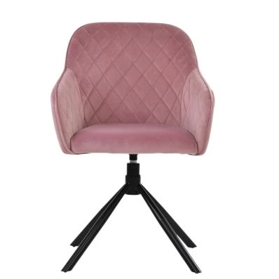 Koge Swivel Dining Chair in Pink Velvet