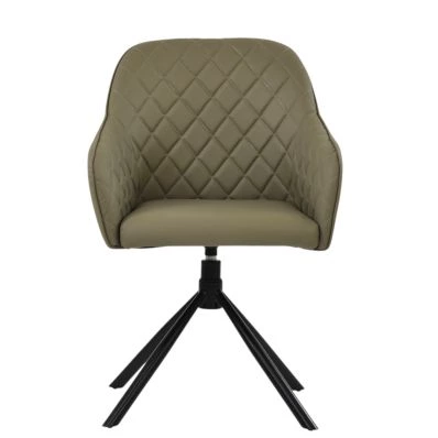 Koge Swivel Dining Chair Taupe Leather 