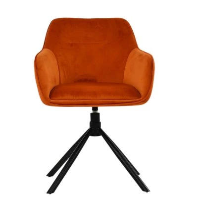 Hobro Swivel Dining Chair Burnt Orange Velvet