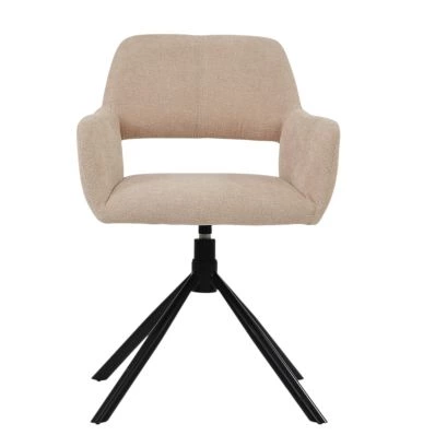 Odense Swivel Dining Chair Natural Cream Fabric 