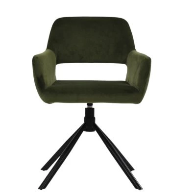 Odense Swivel Dining Chair Olive Green Velvet