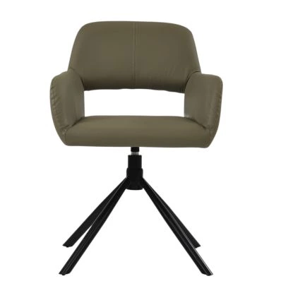 Odense Swivel Dining Chair Taupe Leather 