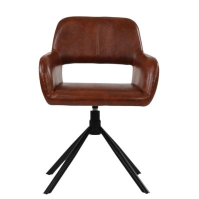 Odense Swivel Dining Chair Vintage Brown Leather 