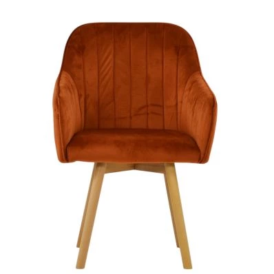 Herning Dining Chair Burnt Orange Velvet & Wood Leg