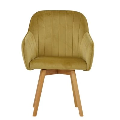 Herning Dining Chair Camel Velvet & Wood Leg