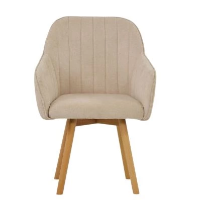 Herning Dining Chair Natural Cream Fabric & Wood Leg