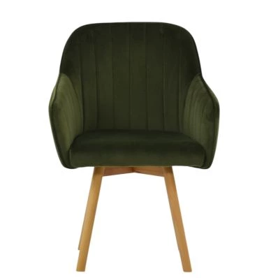 Herning Dining Chair Olive Green Velvet & Wood Leg