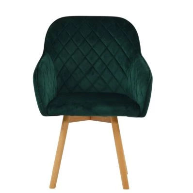 Soldberg Dining Chair Emerald Green Velvet & Wood Leg