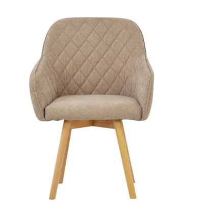 Soldberg Dining Chair Fawn Brown Fabric & Wood Leg