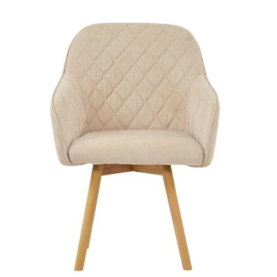 Soldberg Dining Chair Natural Cream Fabric & Wood Leg