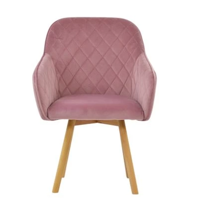 Soldberg Dining Chair Pink Velvet & Wood Leg