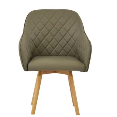 Soldberg Dining Chair Taupe Leather & Wood Leg
