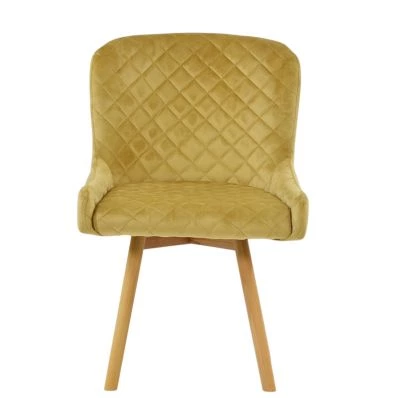 Viby Dining Chair Camel Velvet & Wood Leg