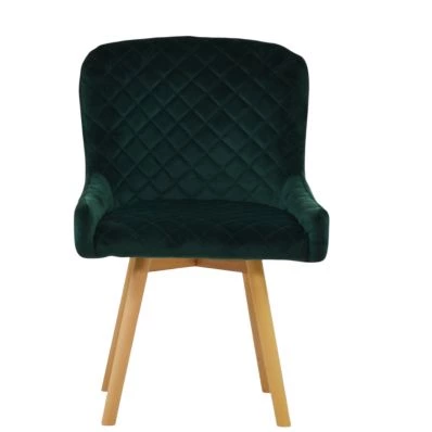 Viby Dining Chair Emerald Green Velvet & Wood Leg
