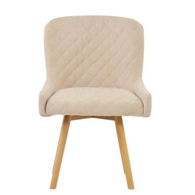 Viby Dining Chair Natural Cream Fabric & Wood Leg