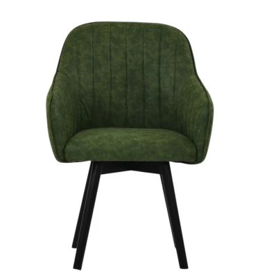 Holbaek Dining Chair Aged Olive Green Leather & Black Wood