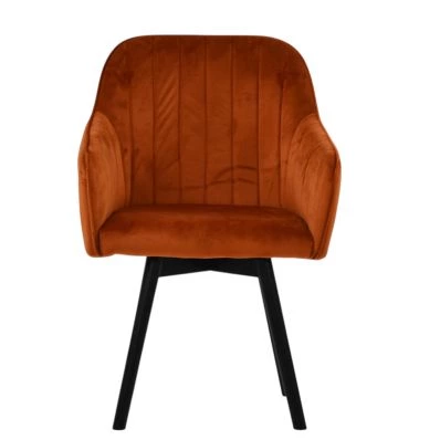 Holbaek Dining Chair Burnt Orange Velvet & Black Wood