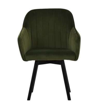 Holbaek Dining Chair Olive Green Velvet & Black Wood
