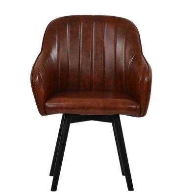 Holbaek Dining Chair Vintage Brown Leather & Black Wood